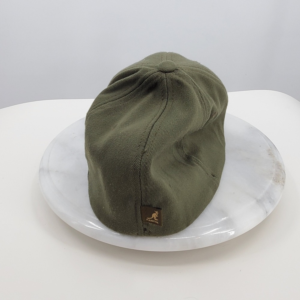 Kangol Flexfit Wool Blend Baseball Cap Olive Green Kangaroo Logo Preppy L/XL - Picture 10 of 10